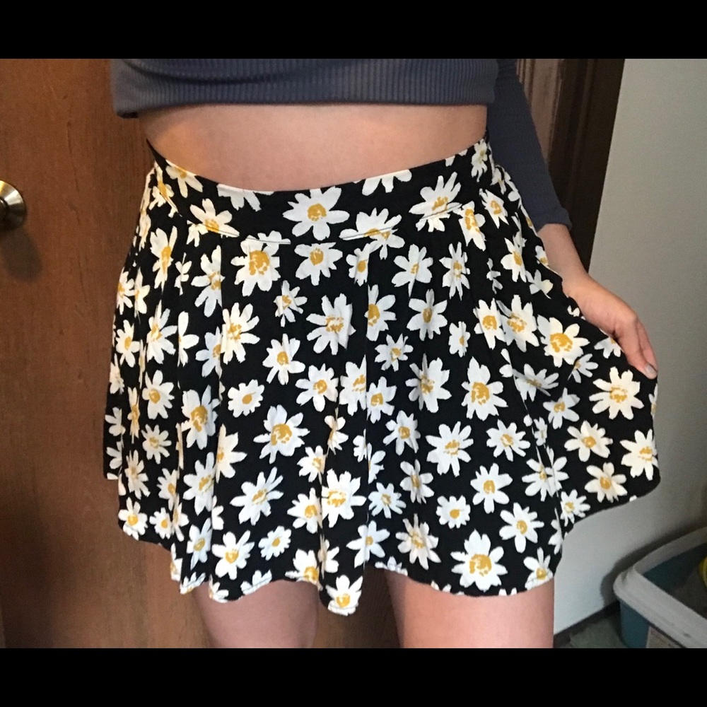 Xhilaration Black Floral Skater Skirt